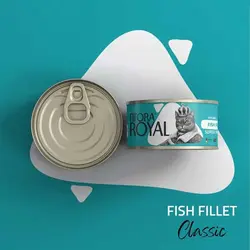 کنسرو گربه برند فیفورا رویال Fifora Royal مدل نچرال کلاسیک با طعم فیله ماهی وزن 120 گرمی | پتیشا