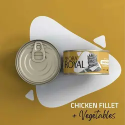 کنسرو گربه برند فیفورا رویال Fifora Royal مدل نچرال با طعم فیله مرغ با سبزیجات وزن 120 گرمی | پتیشا