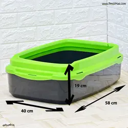 ظرف دستشویی مخصوص گربه سبز و مشکی ابعاد ۵۸*۴۰*۱۹ سانتی متر کد ۸۰۲