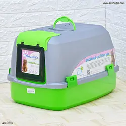 ظرف دستشویی مسقف گربه سبز و طوسی ابعاد ۵۸*۴۰*۳۷ CM کد ۸۰۱