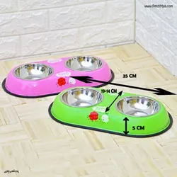 ظرف غذای دوقلو استیل سگ و گربه ۴x18x35 CM کد ۸۵۸