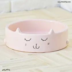 ظرف سرامیکی مناسب گربه طرح گربه قطر ۱۶ سانتی متر کد ۵۵۷