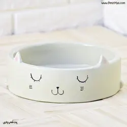 ظرف سرامیکی مناسب گربه طرح گربه قطر ۱۶ سانتی متر کد ۵۵۷