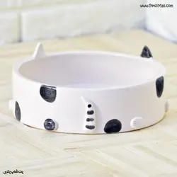 ظرف سرامیکی مناسب گربه طرح گربه قطر ۱۶ سانتی متر کد ۵۵۷