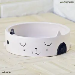 ظرف سرامیکی مناسب گربه طرح گربه قطر ۱۶ سانتی متر کد ۵۵۷