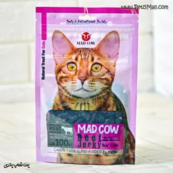 غذای تشویقی گربه مدکاو جرکی گوشت گاو Beef Jerky مناسب کلیه نژادها ۱۰۰ گرم کد ۴۳۴