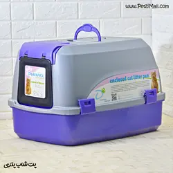 ظرف خاک گربه دنیل مسقف با پلاستیک با کیفیت بنفش و طوسی ابعاد ۵۸*۴۰*۳۷ سانتی متر کد ۴۱۷