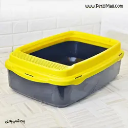 ظرف توالت گربه قابدار با پلاستیک با کیفیت زرد ابعاد ۵۸*۴۰*۱۹ سانتی متر کد ۳۶۳