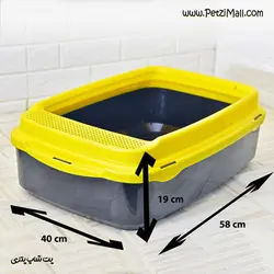 ظرف توالت گربه قابدار با پلاستیک با کیفیت زرد ابعاد ۵۸*۴۰*۱۹ سانتی متر کد ۳۶۳