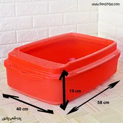 ظرف پلاستیکی توالت گربه قابدار دنیل قرمز ابعاد ۵۸*۴۰*۱۹ سانتی متر کد ۶۲۰