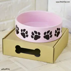 ظرف سرامیکی مخصوص سگ و گربه حناپت رنگ صورتی قطر ۱۶ سانتی متر کد ۶۳۰