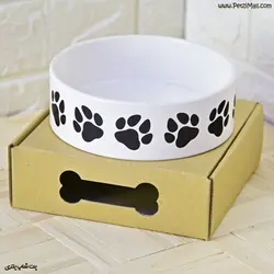 ظرف آب و غذای سرامیکی سگ و گربه حناپت رنگ سفید قطر ۱۶ سانتی متر کد ۶۳۱