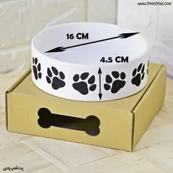 ظرف آب و غذای سرامیکی سگ و گربه حناپت رنگ سفید قطر ۱۶ سانتی متر کد ۶۳۱