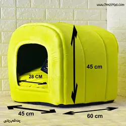 جای خواب سگ و گربه تونلی برند لوکا پارچه مخمل لطیف زرد سایز ۴۵*۴۵*۶۰ CM کد ۶۴۲٫۱