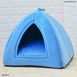 جای خواب هرمی سگ و گربه برند لوکا پارچه مخمل لطیف آبی سایز ۵۰*۵۰*۵۰ CM کد ۶۹۵٫۲
