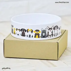 ظرف آب و غذای سرامیکی حیوانات حناپت طرح اطلسی قطر ۱۶ سانتی متر کد ۶۹۶