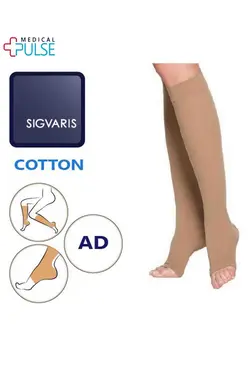 جوراب واریس کتان زیر زانو سیگواریس Sigvaris Cotton Co2 AD
