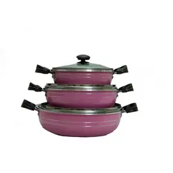 سرویس ماهیتابه 6 پارچه چدن زنبوری دو دسته