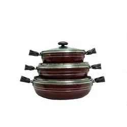 سرویس ماهیتابه 6 پارچه چدن زنبوری دو دسته