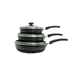 سرویس ماهیتابه ۶ پارچه چدن زنبوری تک دسته