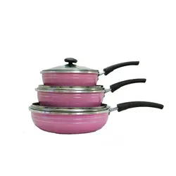 سرویس ماهیتابه ۶ پارچه چدن زنبوری تک دسته