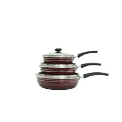 سرویس ماهیتابه ۶ پارچه چدن زنبوری تک دسته