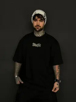 تیشرت لانگ مردانه طرح استودیو مشکی