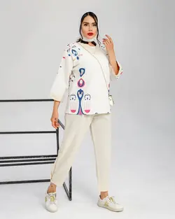 ست مانتو شلوار لینن مزونی آبی