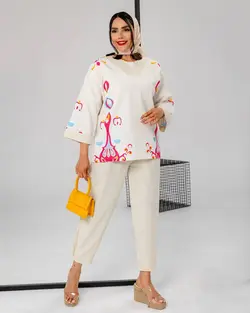 ست مانتو شلوار لینن سرخابی