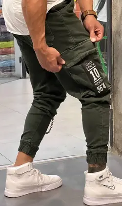 شلوار اسلش سبز زنجیردار