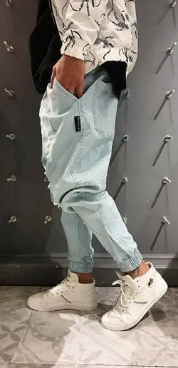 شلوار اسلش جین آبی