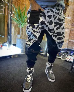 شلوار اسلش جین پلنگی