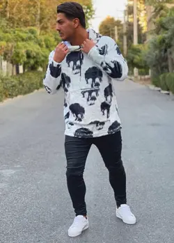 هودی تدی سفید اسکلتی