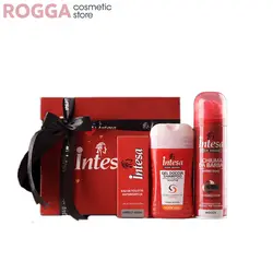 پک کادویی اینتسا 3 عددی شامل کف ریش، ادکلن، شامپو بدن
