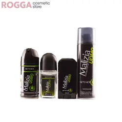 پک کادویی مالزیا 4 عددی شامل کف ریش، دئودورانت ژله‌ای، اسپری، مام رولی