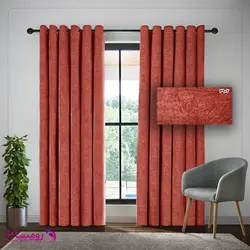 پرده ساده مخمل قرمز آجری رنگ پارچه شانل کد 3902