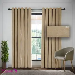 پرده مخمل ساده برنزه کدر رنگ پارچه شانل کد 3206