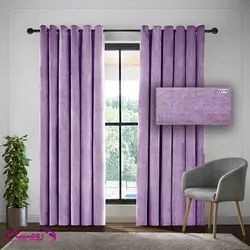پرده مخمل ساده یاسی رنگ پارچه شانل کد 7113