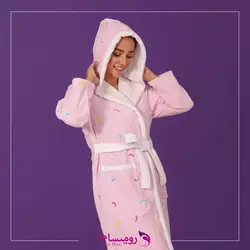 حوله پالتویی زنانه طرح یونیکورن صورتی برند پودایران