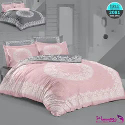 روتختی طرح اسلیمی طوسی صورتی دونفره برند ترکاز کد 2081