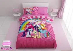 سرویس روتختی طرح پونی صورتی یک نفره برند ترکسان کد d180