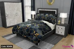 روتختی طرح لانه زنبوری مشکی با امکان تغییر رنگ پشت لحاف و ملحفه کد BD456