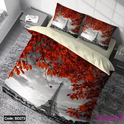 روتختی طرح پاریس با امکان تغییر رنگ پشت لحاف و ملحفه کد BD273