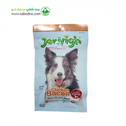 تشویقی سگ برند جرهای طعم بیکن مرغ مدل Jerhigh Chicken Bacon وزن 70 گرم