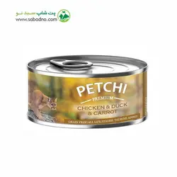 کنسرو غذای گربه پتچی مدل فیله مرغ،اردک،هویج Chicken &amp; Duck &amp; Carrot وزن 120 گرم