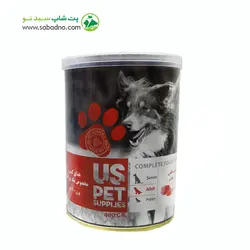 کنسرو سگ با گوشت گاو ، خالص 100% طبیعی وزن 400 گرمی برند یو اس پت (قرمز)