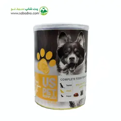 کنسرو سگ با طعم گوشت مرغ و برنج وزن 400 گرمی برند یو اس پت (زرد)