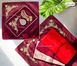 سجاده و جانماز مخمل ملیله دوزی زرشکی - صفاهوم