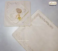 سجاده و جانماز مخمل گلدوزی پرکار بژ - صفاهوم