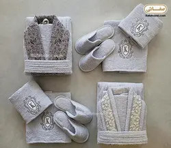 سرویس حوله عروس و داماد آبی فیلی - صفاهوم